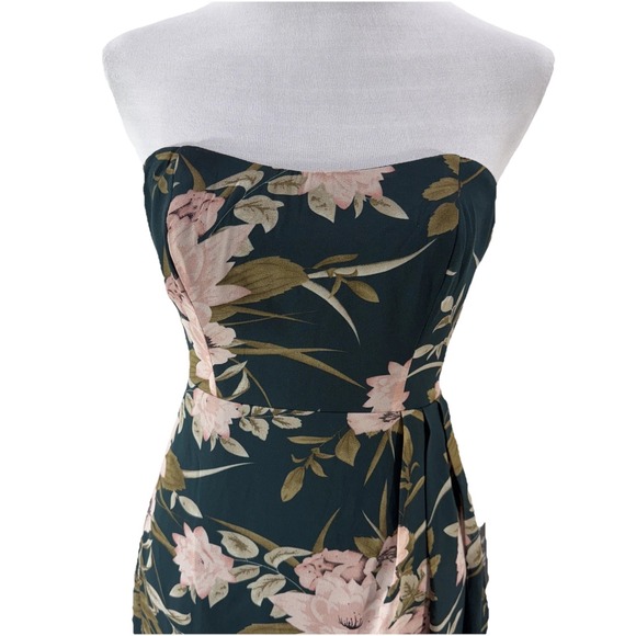 Lulus Women's Size XS Strapless Floral Pleated NWT Cocktail Tropical Wedding Gst - Picture 2 of 10